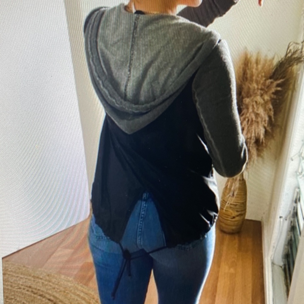 Free People black/gray hooded windbreaker jacket - Picture 2 of 15